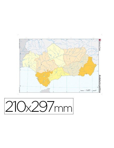 MAPA MUDO COLOR DIN A4 ANDALUCIA POLITICO