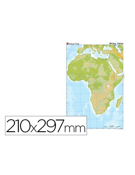 MAPA MUDO COLOR DIN A4 AFRICA FISICO
