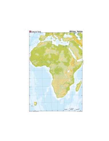 MAPA MUDO COLOR DIN A4 AFRICA FISICO