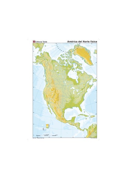 MAPA MUDO COLOR DIN A4 AMERICA NORTE FISICO