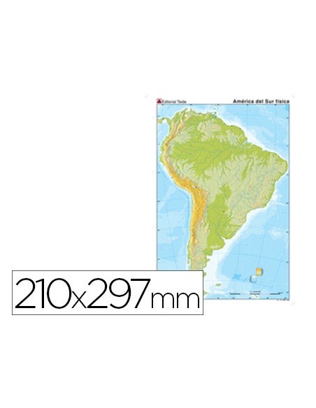 MAPA MUDO COLOR DIN A4 AMERICA SUR FISICO