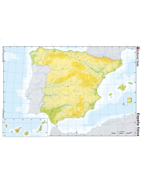 MAPA MUDO COLOR DIN A4 ESPAÑA FISICO