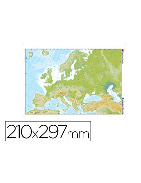 MAPA MUDO COLOR DIN A4 EUROPA FISICO