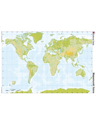 MAPA MUDO COLOR DIN A4 PLANISFERIO FISICO