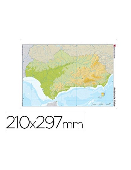 MAPA MUDO COLOR DIN A4 ANDALUCIA FISICO