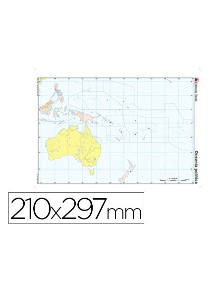 MAPA MUDO COLOR DIN A4 OCEANIA-POLITICO