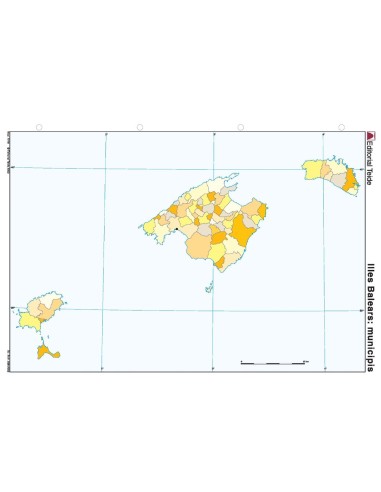 MAPA MUDO COLOR DIN A4 ISLAS BALEARES POLITICO