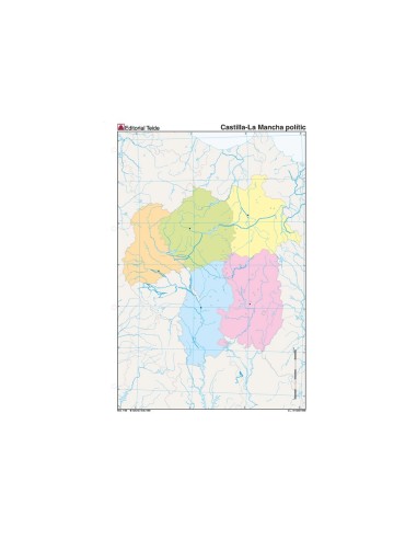 MAPA MUDO COLOR DIN A4 CASTILLA-LA MANCHA POLITICO