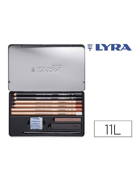 LAPICES LYRA REMBRANDT MONOCROMO ACCESORIOS ESBOZOS C.METALICA 11 UDS