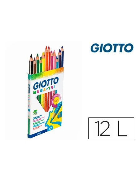 LAPICES DE COLORES GIOTTO MEGA TRI CAJA DE 12 COLORES MINA 5,5 MM