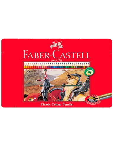 LAPICES DE COLORES FABER CASTELL CAJA METALICA DE 36 COLORES SURTIDOS