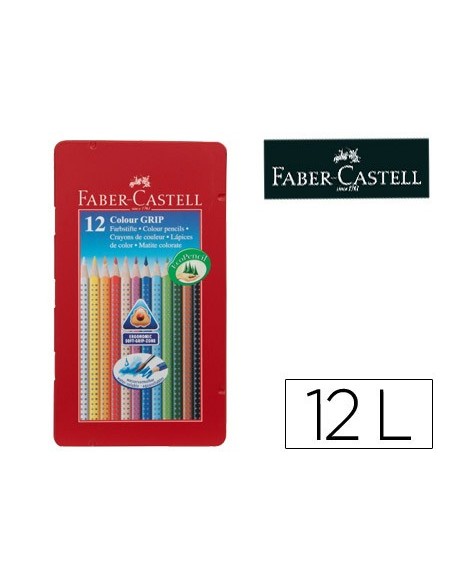 LAPICES COL.FABER CASTELL ACUARELABLE GRIP TRIANGULA MET 12 COL.SURT.