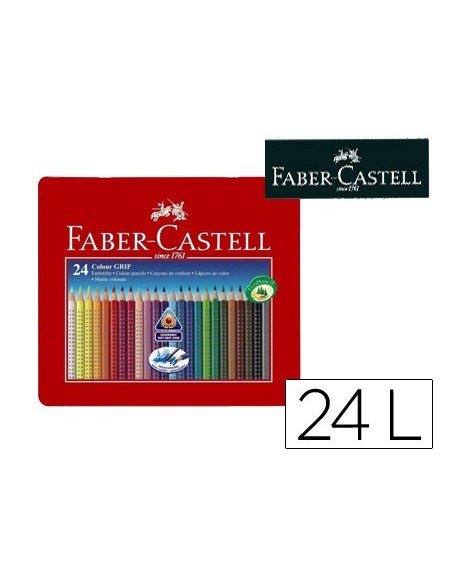 LAPICES COL.FABER CASTELL ACUARELABLE GRIP TRIANGULA MET 24 COL.SURT.