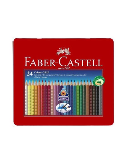 LAPICES COL.FABER CASTELL ACUARELABLE GRIP TRIANGULA MET 24 COL.SURT.