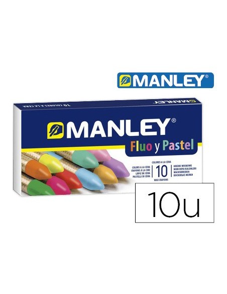 LAPICES CERA MANLEY FLUOR PASTEL CAJA 10 SURT.