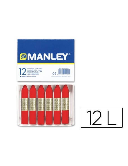 CERA MANLEY UNICOLOR ROJO. CAJA 12 UNIDADES