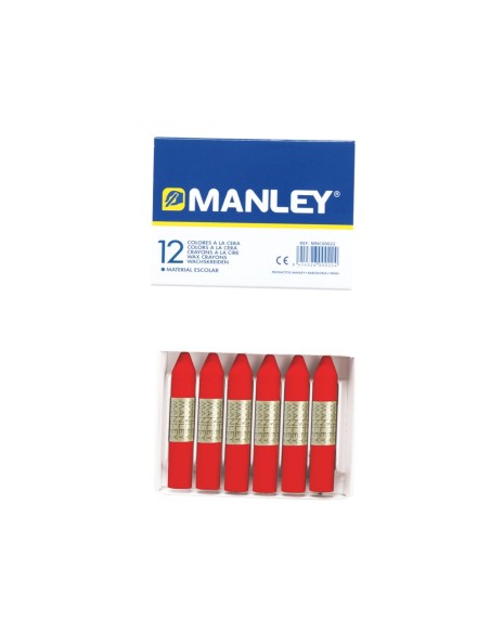 CERA MANLEY UNICOLOR ROJO. CAJA 12 UNIDADES