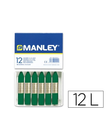 LAPICES CERA MANLEY UNICOLOR VERDE ESMERALDA -CAJA DE 12 N.24