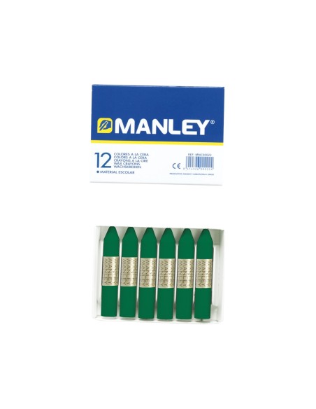 LAPICES CERA MANLEY UNICOLOR VERDE ESMERALDA -CAJA DE 12 N.24