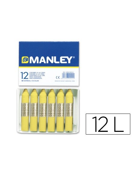 LAPICES CERA MANLEY UNICOLOR AMARILLO CLARO -CAJA DE 12 N.4