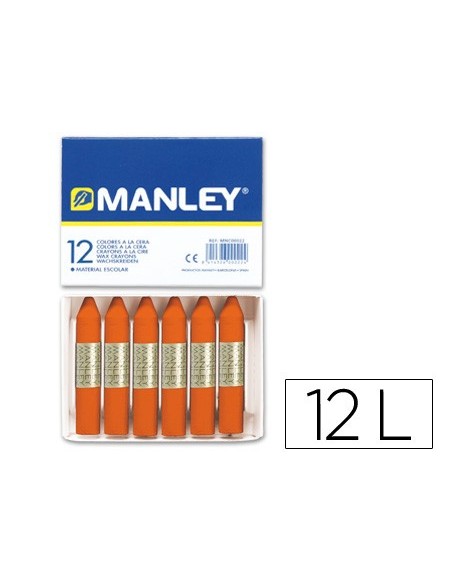 LAPICES CERA MANLEY UNICOLOR NARANJA -CAJA DE 12 N.6