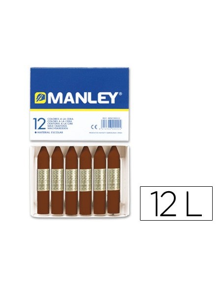 LAPICES CERA MANLEY UNICOLOR PARDO -CAJA DE 12
