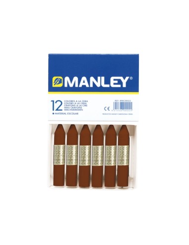 LAPICES CERA MANLEY UNICOLOR PARDO -CAJA DE 12