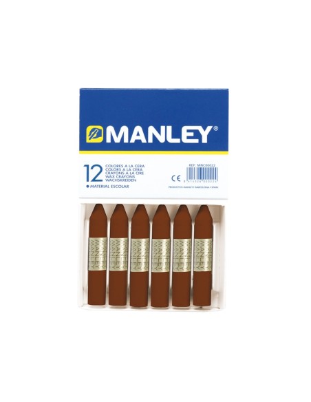 LAPICES CERA MANLEY UNICOLOR PARDO -CAJA DE 12