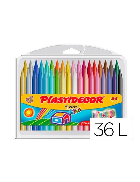 LAPICES CERA PLASTIDECOR CAJA DE 36 COLORES
