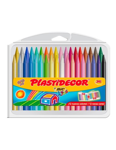 LAPICES CERA PLASTIDECOR CAJA DE 36 COLORES