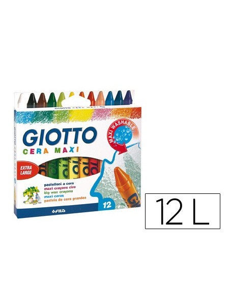 LAPICES CERA GIOTTO MAXI CAJA DE 12 COLORES