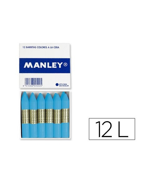 LAPICES DE CERA MANLEY UNICOLOR CELESTE CLARO CAJA DE 12 N.41