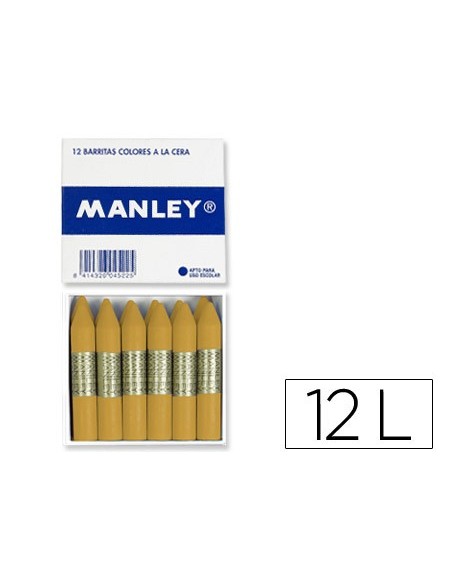 LAPICES DE CERA MANLEY UNICOLOR OCRE MADERA CAJA DE 12 N.64