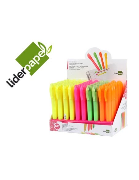 MARCADOR CERA GEL LIDERPAPEL FLUORESCENTE CAJA 60 U.4 COL.SURT.