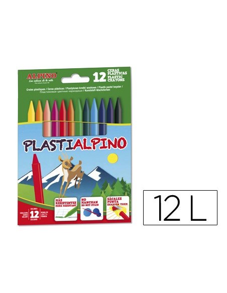 LAPICES CERA PLASTIALPINO CAJA DE 12 COLORES PA000012