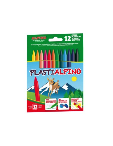 LAPICES CERA PLASTIALPINO CAJA DE 12 COLORES PA000012