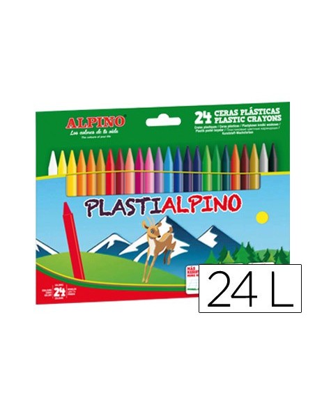 LAPICES CERA PLASTIALPINO CAJA DE 24 COLORES PA000024