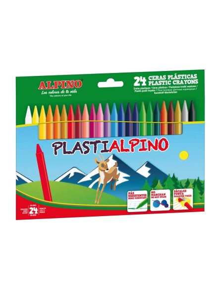LAPICES CERA PLASTIALPINO CAJA DE 24 COLORES PA000024