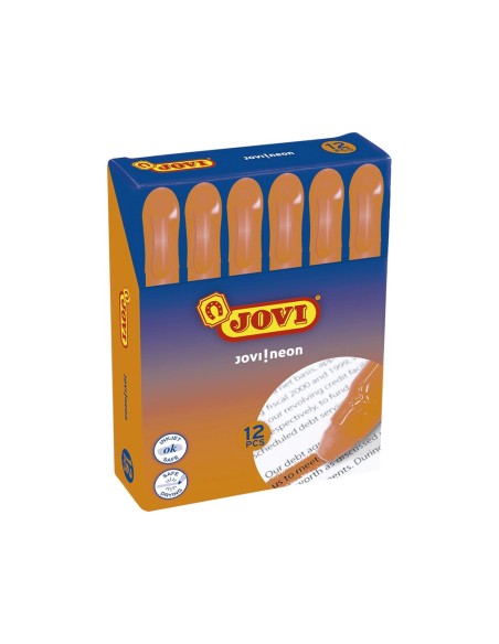 MARCADOR DE CERA GEL JOVI FLUORESCENTE NARANJA CAJA DE 12 UD.