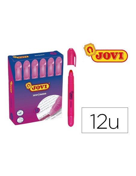 MARCADOR DE CERA GEL JOVI FLUORESCENTE ROSA CAJA DE 12 UD.