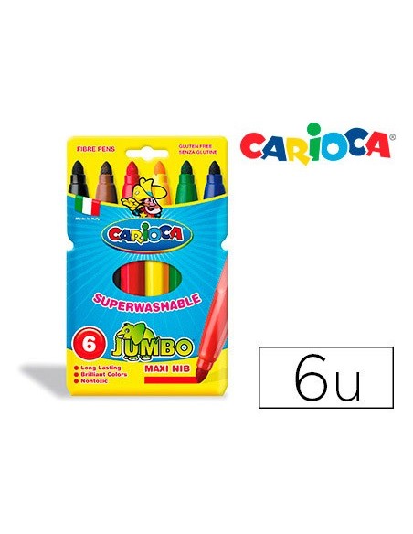 ROTULADOR CARIOCA JUMBO C/6 COL.PUNTA GRUESA