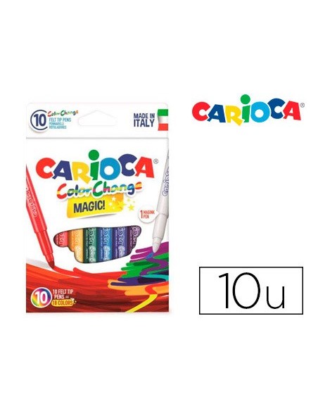 ROTULADOR CARIOCA CAMBIA TINTA MAGICA CAJA 10 UD.SURT.
