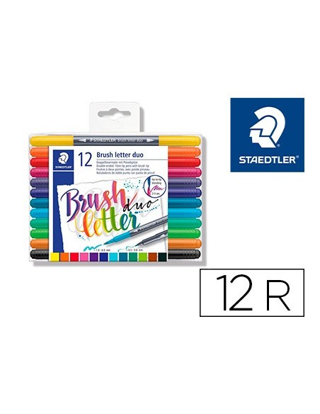 ROTULADOR STAEDTLER 3004 DOBLE PUNTA HAND LETTERING 12 UD.SURT.
