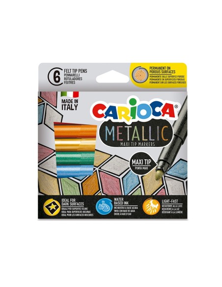 ROTULADOR CARIOCA METALLIC PUNTA MAXI 6MM CAJA 6 SURT.