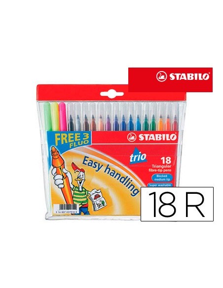 ROTULADOR STABILO TRIO CAJA 18 COL.