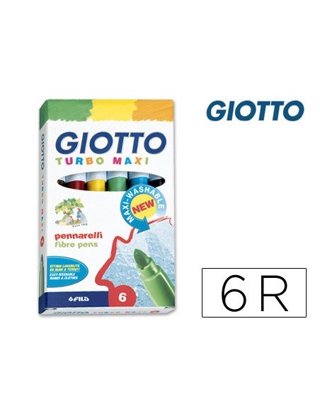 ROTULADOR GIOTTO TURBO-MAXI CAJA 6 COL.LAVABLES C/PUNTA BLOQUEADA