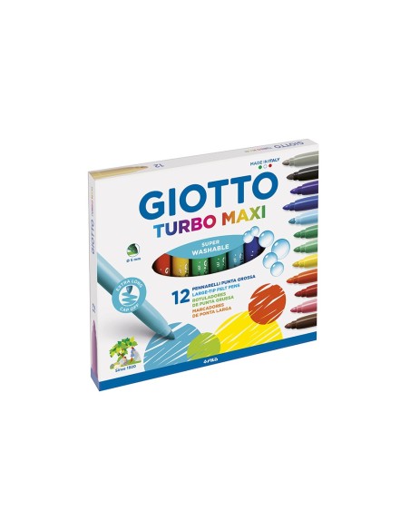ROTULADOR GIOTTO TURBO-MAXI CAJA 12 COL.LAVABLES C/PUNTA BLOQUEADA