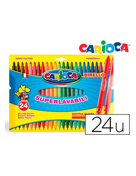 ROTULADOR CARIOCA BIRELO BIPUNTA CAJA 24 COL.