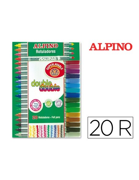 ROTULADOR ALPINO DOUBLE DOUBLEPUNTA GRUESA Y PUNTA FINA CAJA 20 COL.