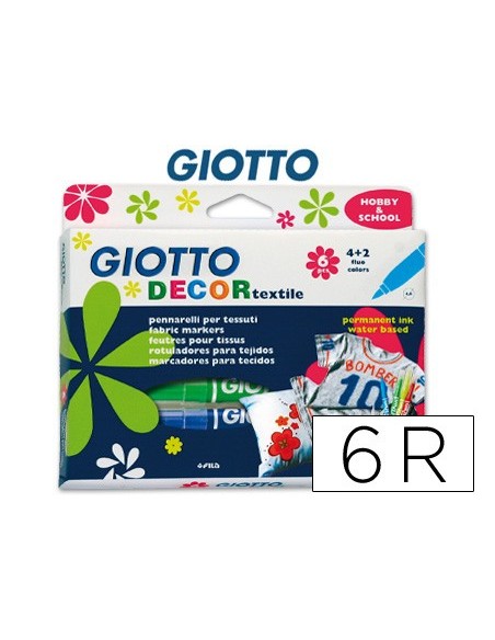 ROTULADOR GIOTTO DECOR TEXTILEPARA CAMISETAS 6 COL.
